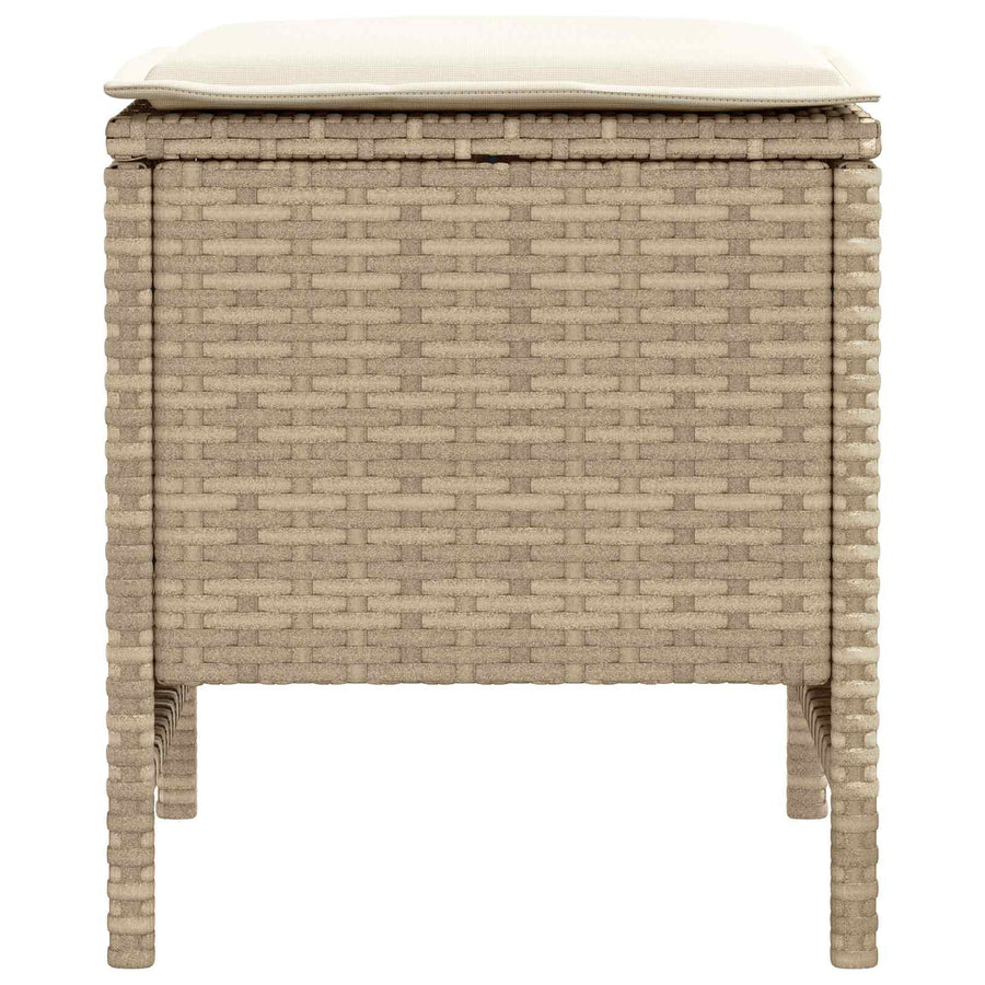 Tuinvoetenbank 2 Stuk Beige en Crème 38 x 38 x 45 cm PE Rattan