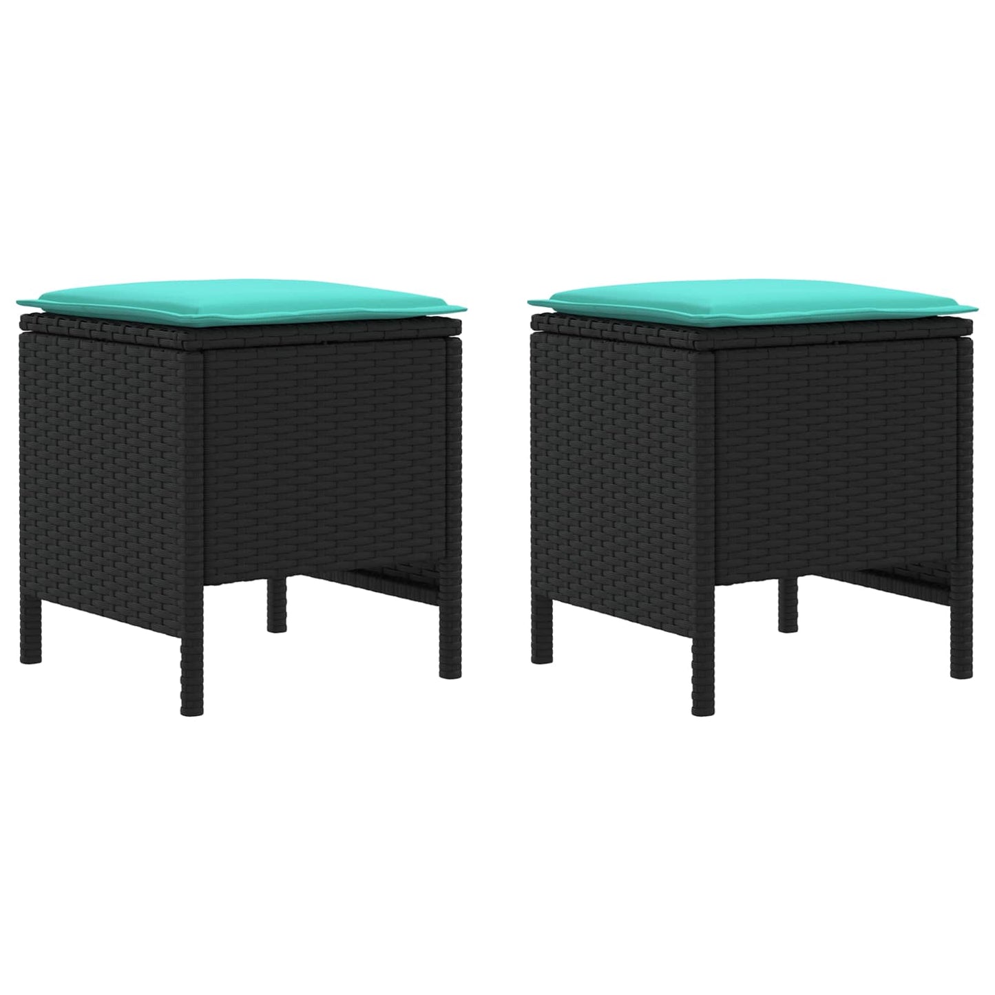 Tuinvoetenbank 2 Stuk Zwart en Turquoise 38 x 38 x 45 cm