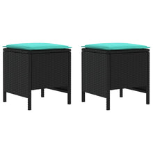 Tuinvoetenbank 2 Stuk Zwart en Turquoise 38 x 38 x 45 cm