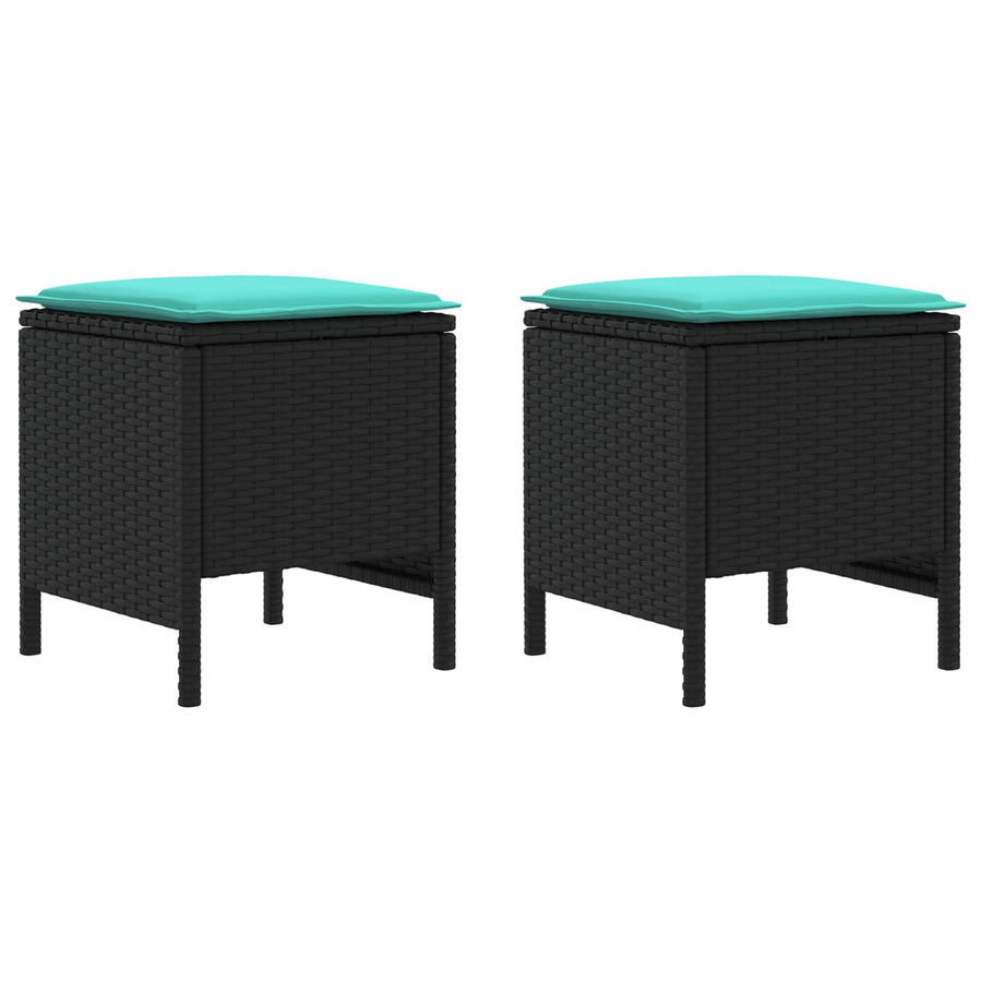 Tuinvoetenbank 2 Stuk Zwart en Turquoise 38 x 38 x 45 cm