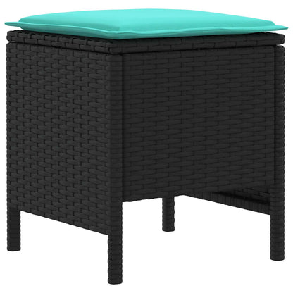 Tuinvoetenbank 2 Stuk Zwart en Turquoise 38 x 38 x 45 cm