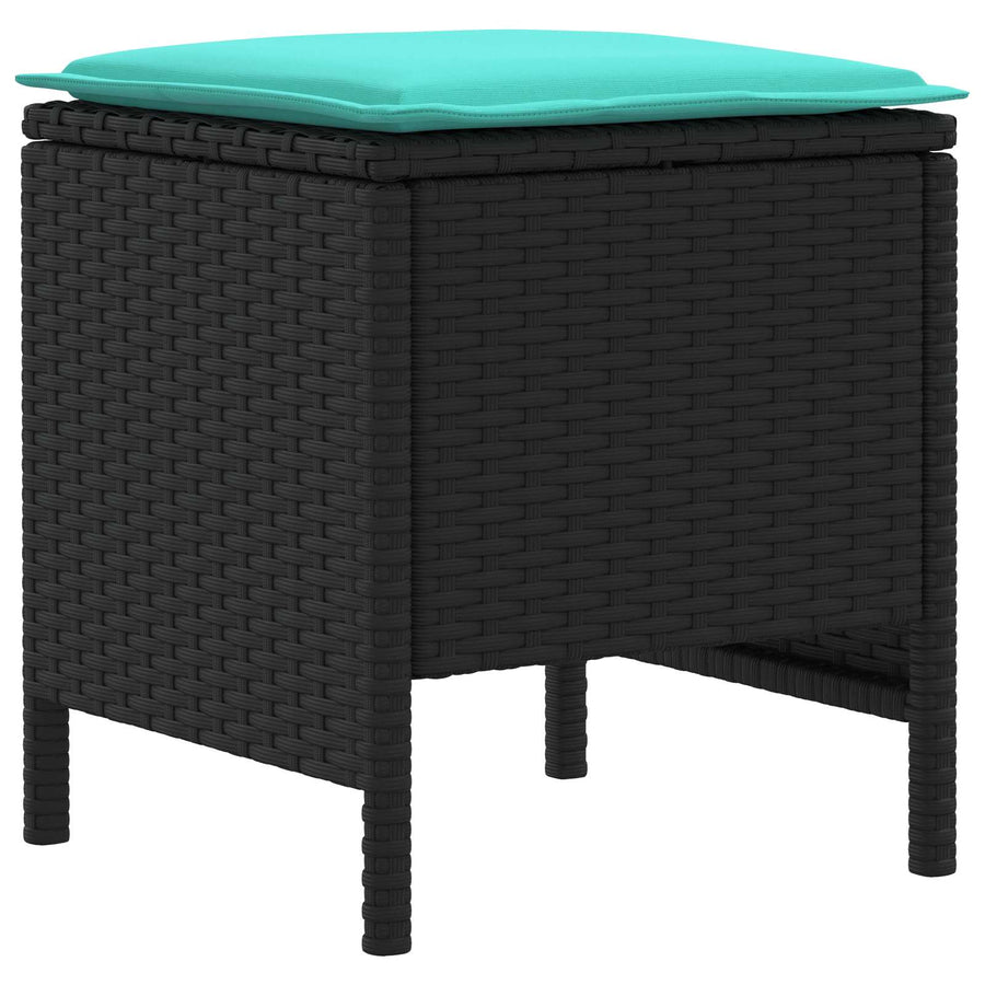 Tuinvoetenbank 2 Stuk Zwart en Turquoise 38 x 38 x 45 cm
