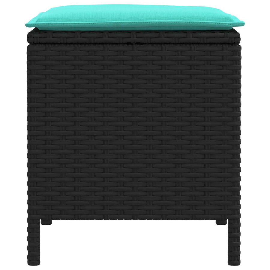 Tuinvoetenbank 2 Stuk Zwart en Turquoise 38 x 38 x 45 cm