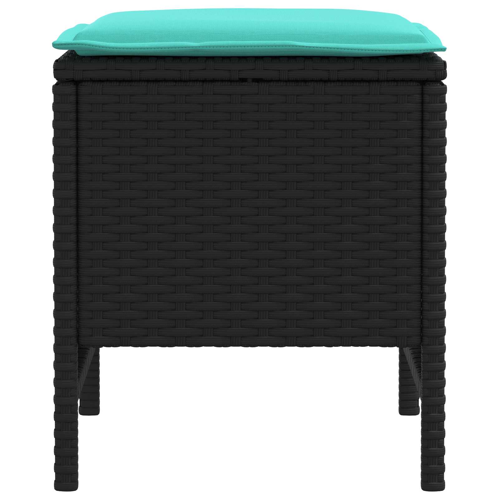 Tuinvoetenbank 2 Stuk Zwart en Turquoise 38 x 38 x 45 cm