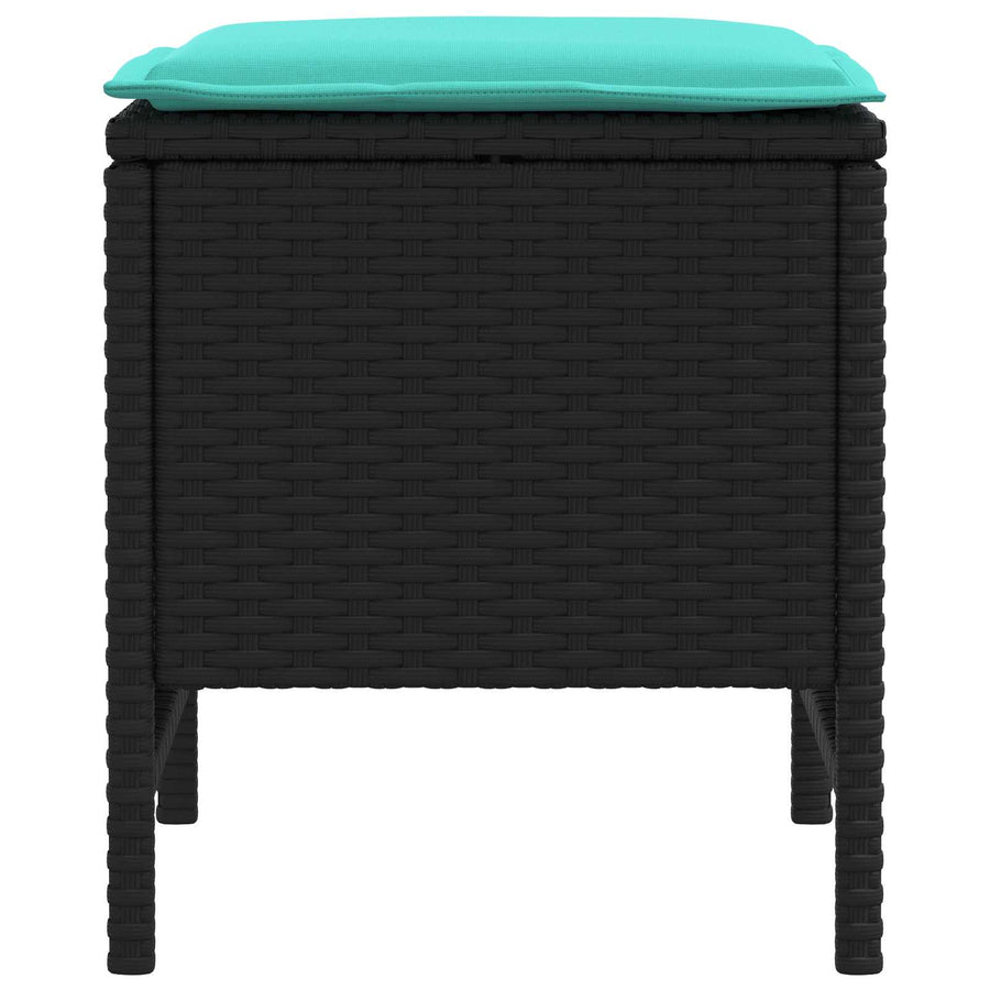Tuinvoetenbank 2 Stuk Zwart en Turquoise 38 x 38 x 45 cm