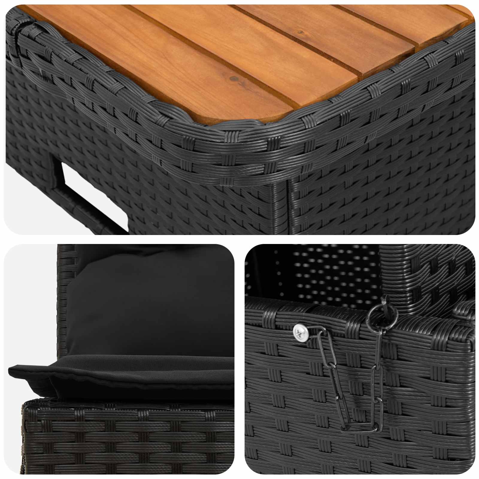 2 Stuk Tuin middelste sofa met uitschuiftafel poly rattan Zwart