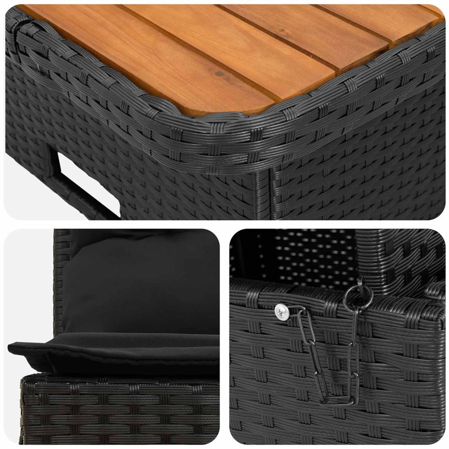 2 Stuk Tuin middelste sofa met uitschuiftafel poly rattan Zwart
