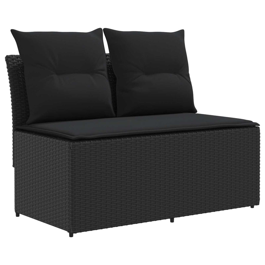 2 Stuk Tuin middelste sofa met uitschuiftafel poly rattan Zwart