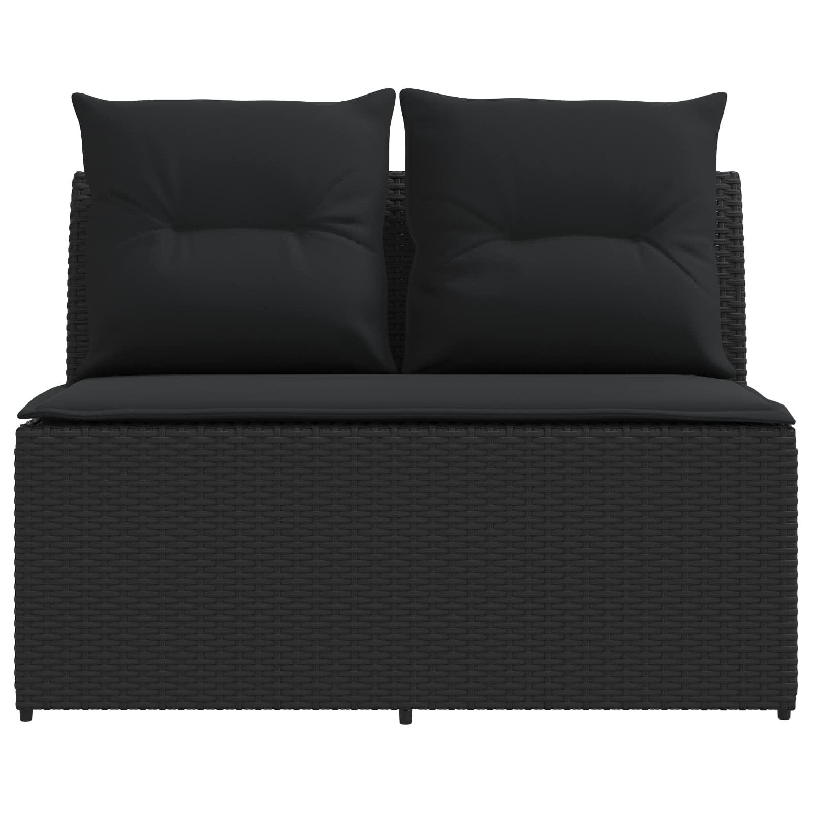 2 Stuk Tuin middelste sofa met uitschuiftafel poly rattan Zwart