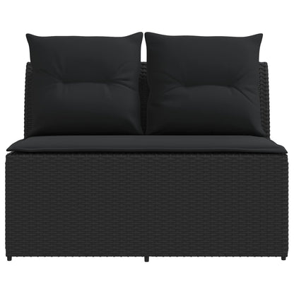 2 Stuk Tuin middelste sofa met uitschuiftafel poly rattan Zwart