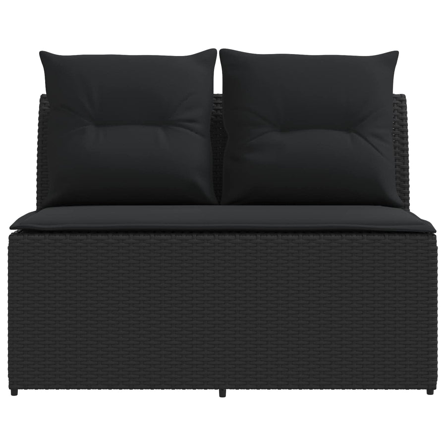 2 Stuk Tuin middelste sofa met uitschuiftafel poly rattan Zwart
