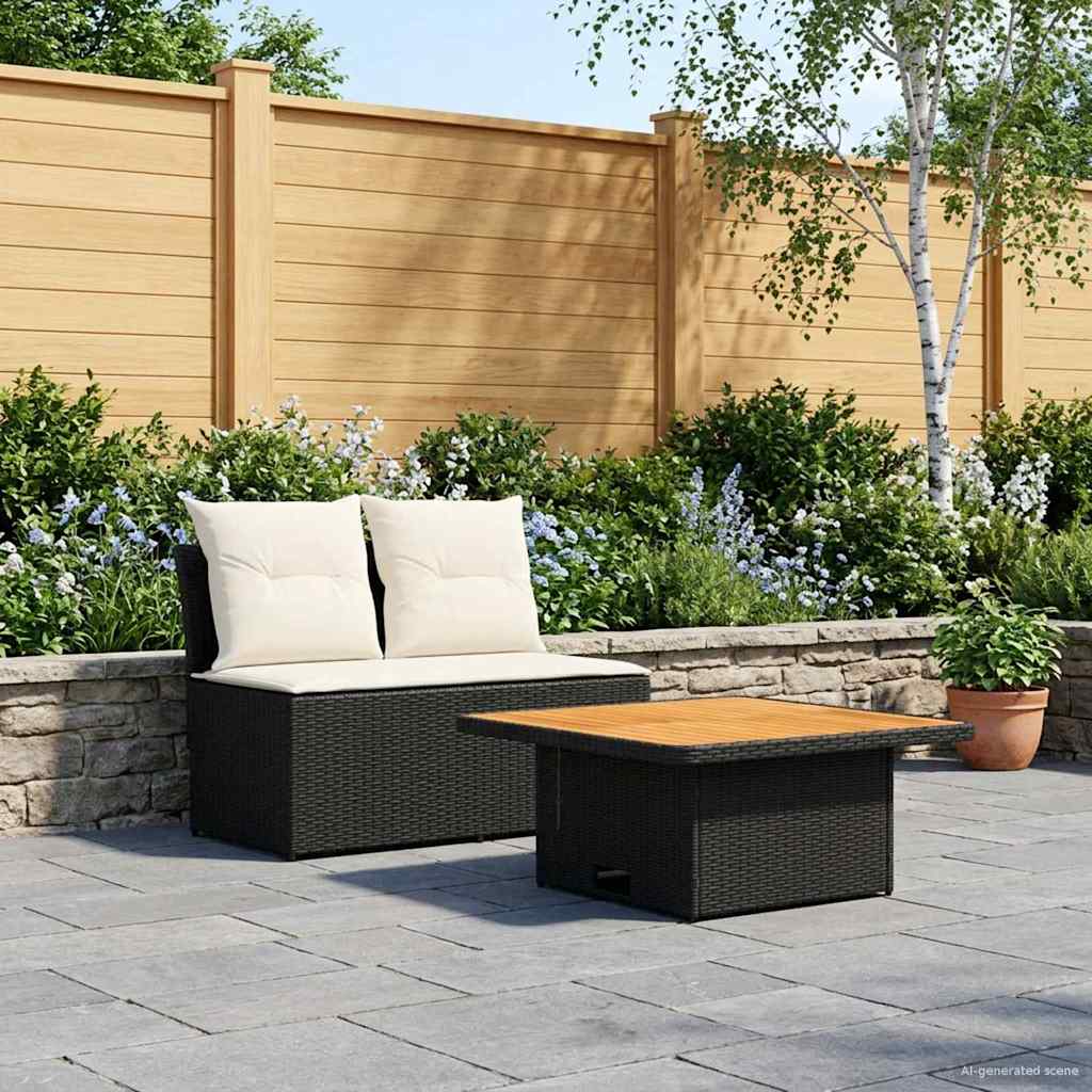 2 Stuk Tuin middelste sofa met uitschuiftafel poly rattan
