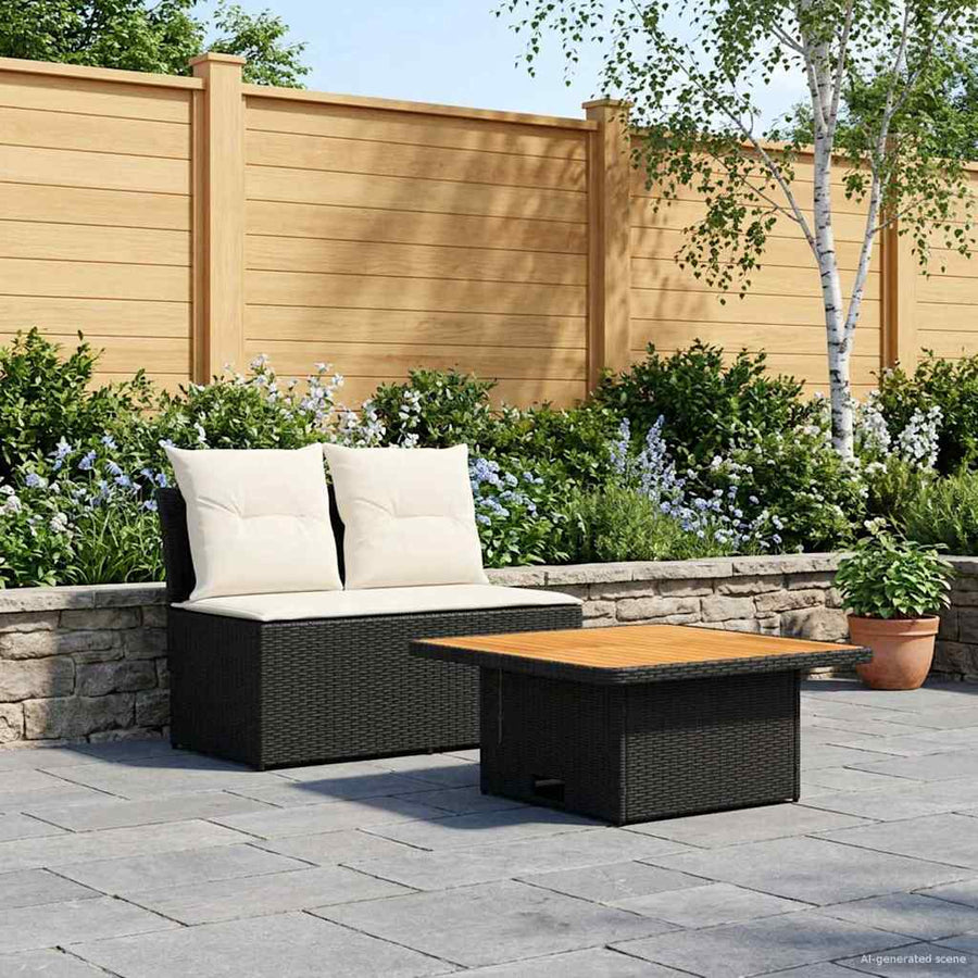 2 Stuk Tuin middelste sofa met uitschuiftafel poly rattan