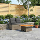 Modulaire tuinbank 2 pers. met uitschuiftafel poly rattan acaciahout