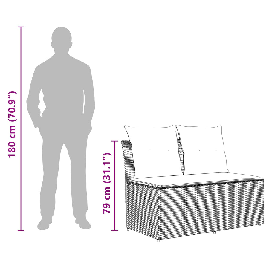 2 Stuk Tuin middelste sofa met uitschuiftafel poly rattan