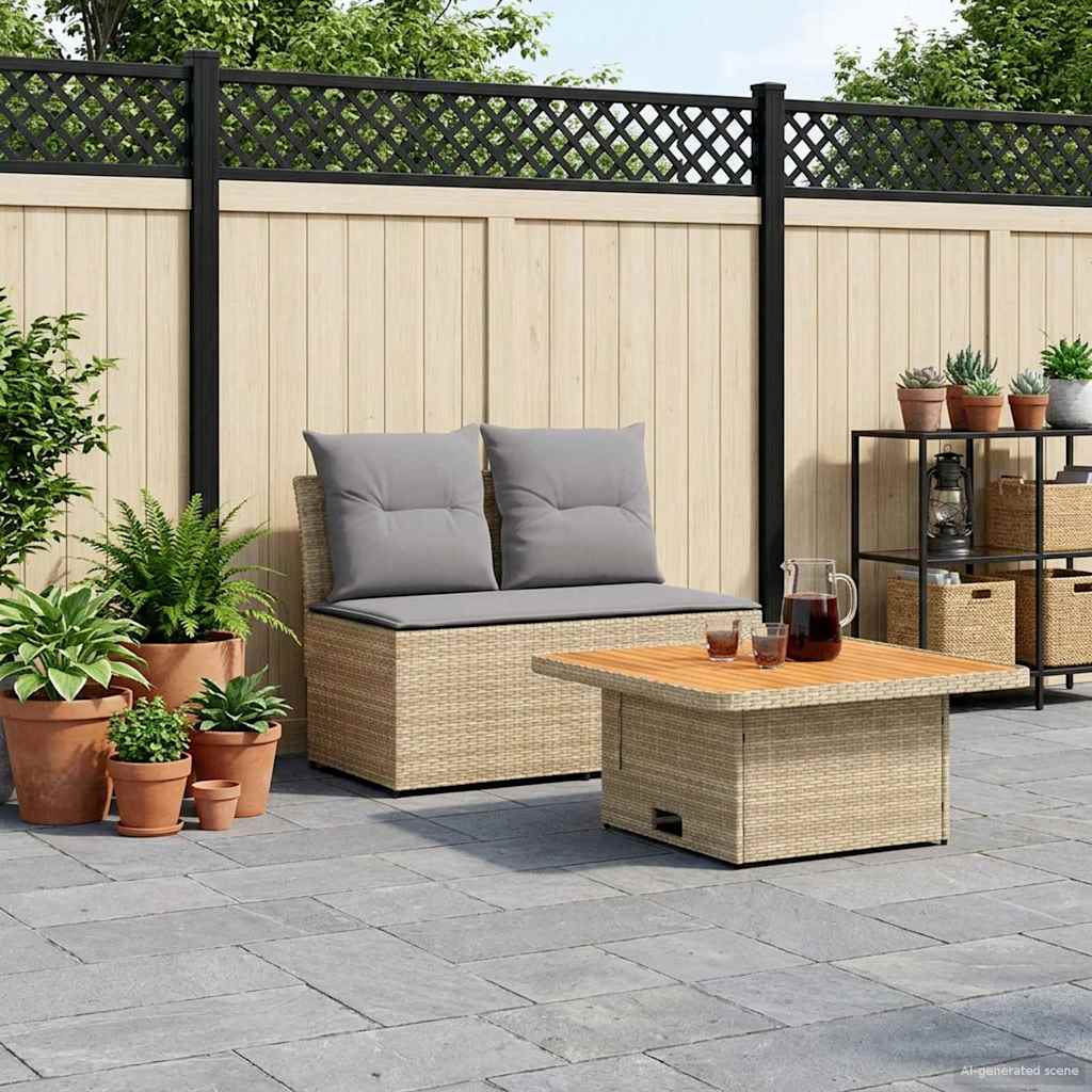 2 Stuk Tuin middelste sofa met uitschuiftafel poly rattan
