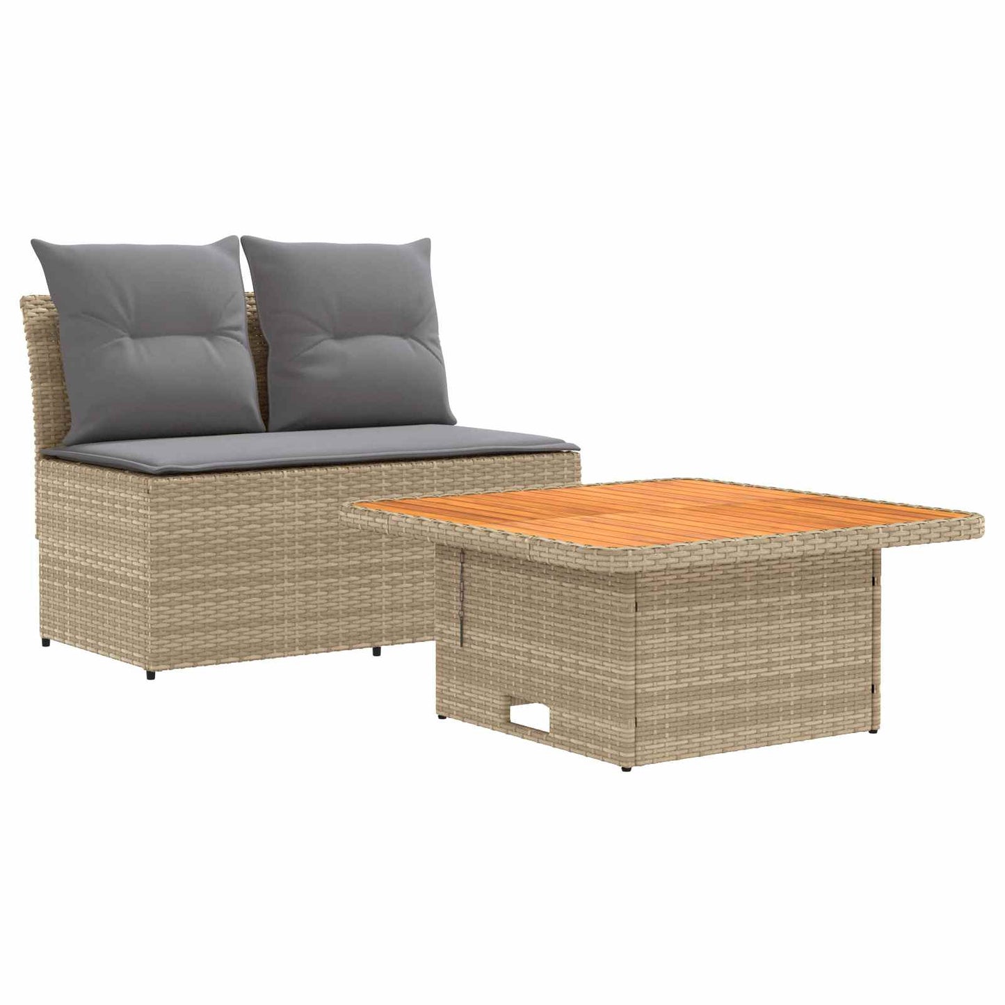 2 Stuk Tuin middelste sofa met uitschuiftafel poly rattan