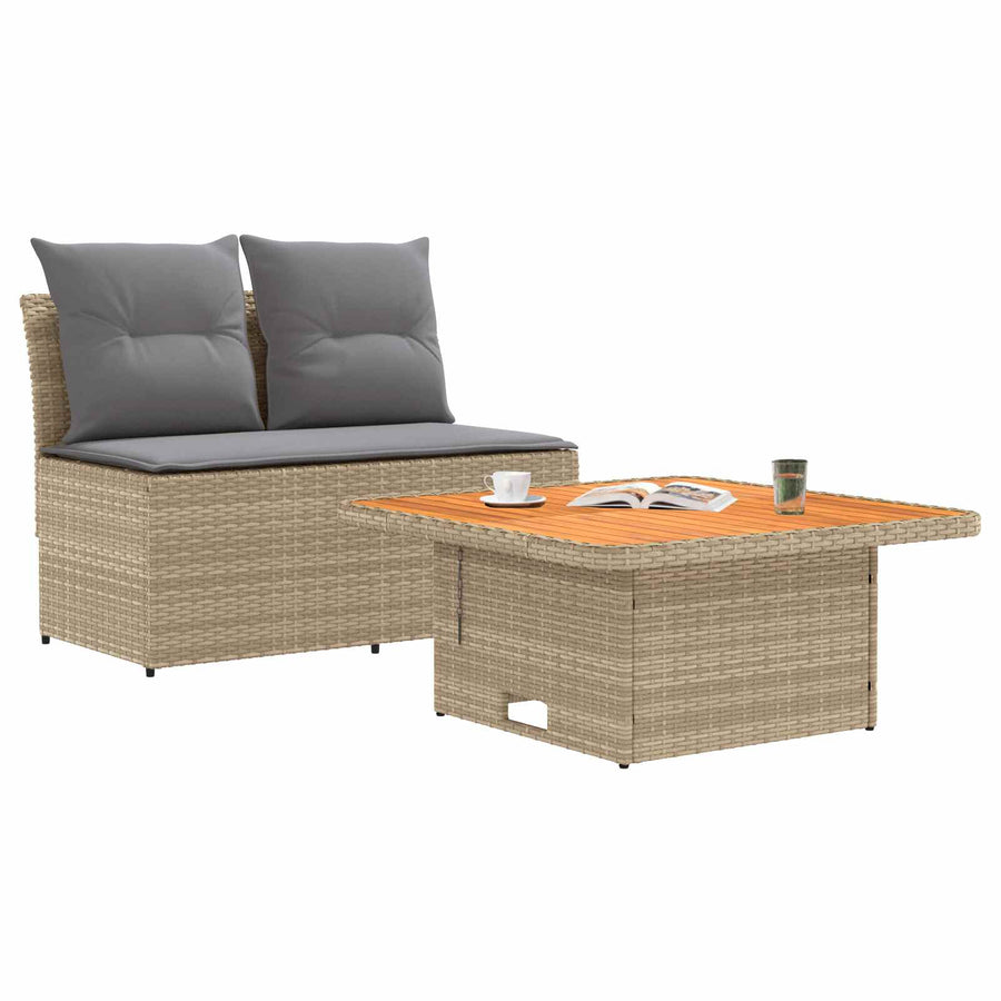 2 Stuk Tuin middelste sofa met uitschuiftafel poly rattan