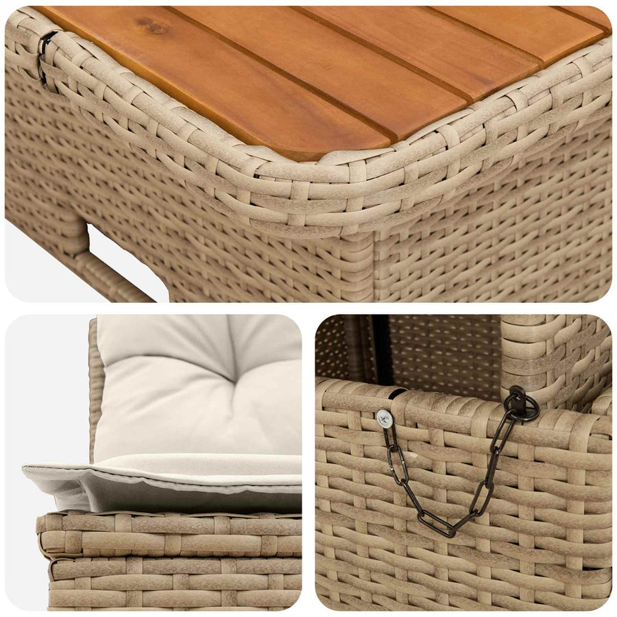2 Stuk Tuin middelste sofa met uitschuiftafel poly rattan
