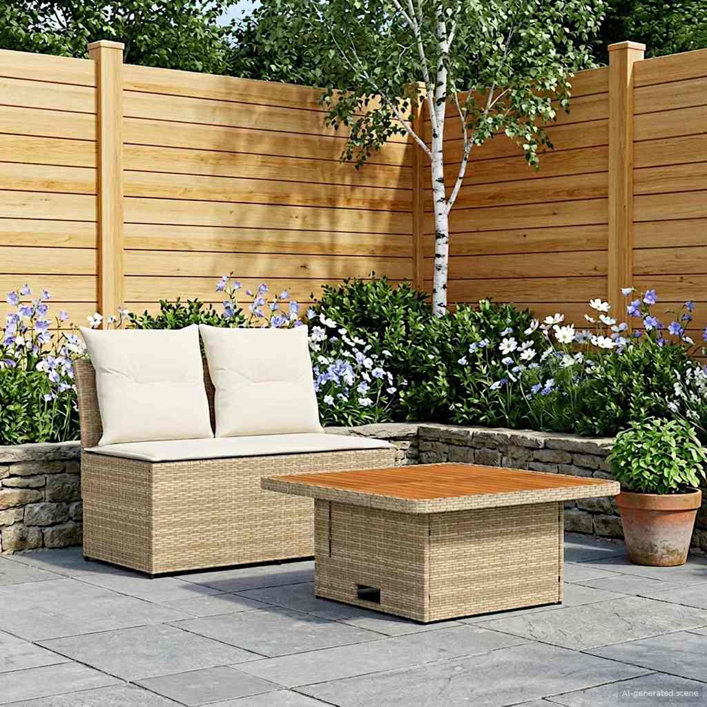 2 Stuk Tuin middelste sofa met uitschuiftafel poly rattan