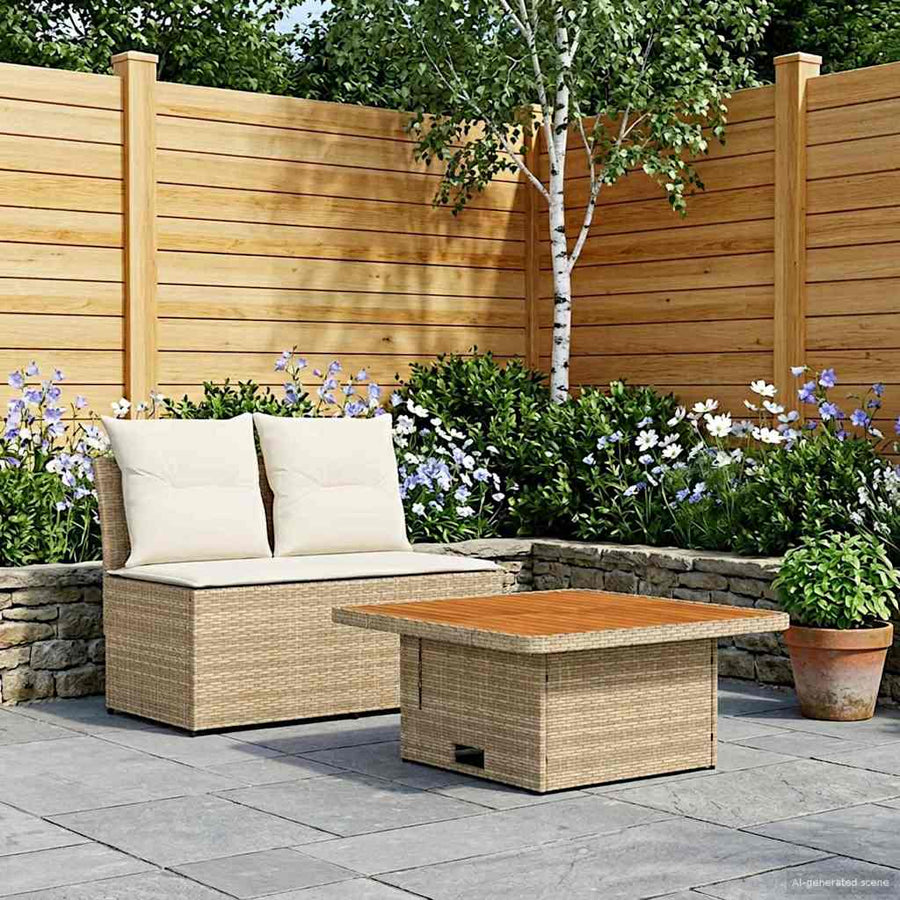 2 Stuk Tuin middelste sofa met uitschuiftafel poly rattan