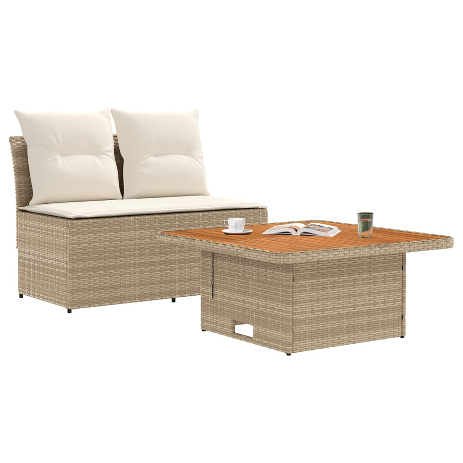 2 Stuk Tuin middelste sofa met uitschuiftafel poly rattan