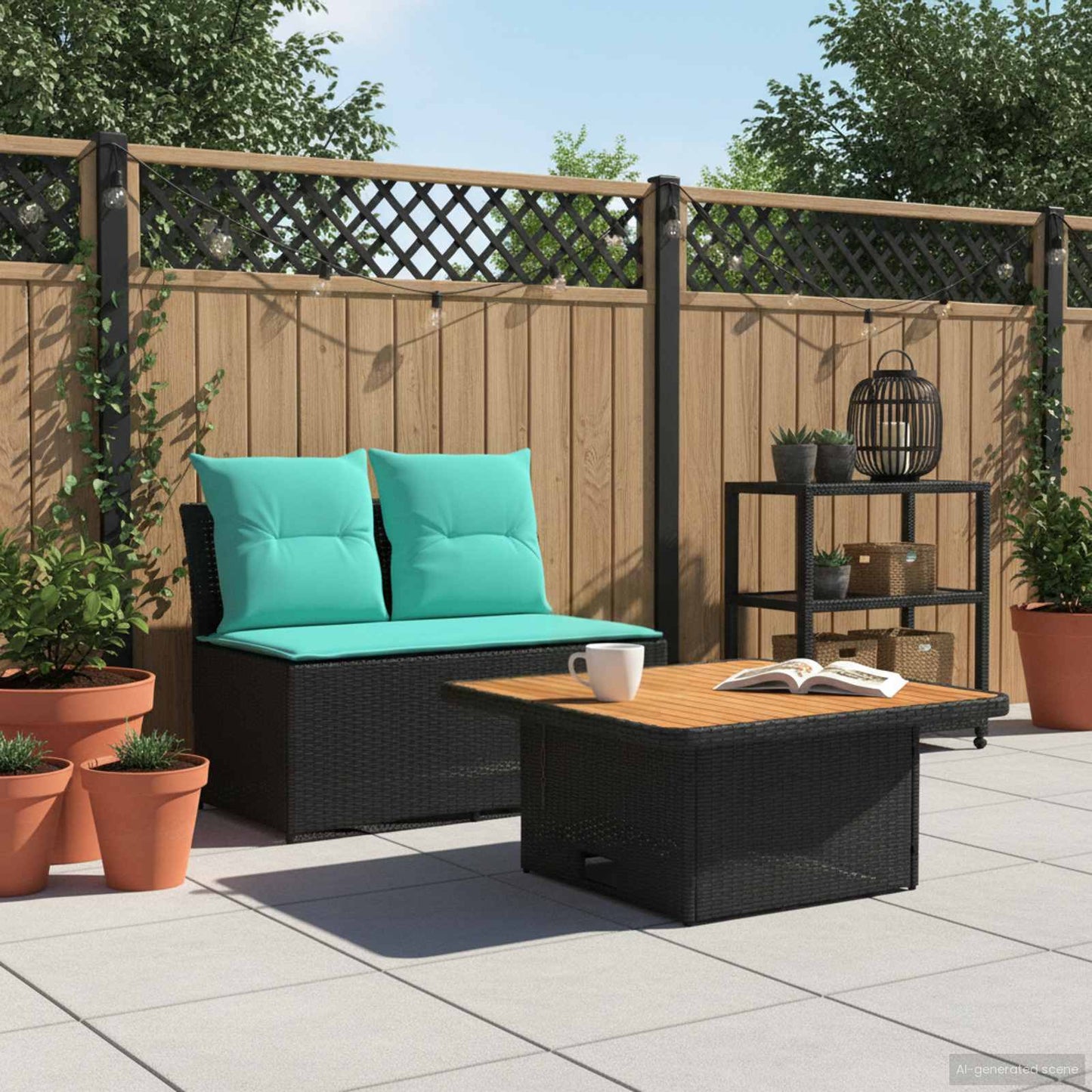 2 Stuk Tuin middelste sofa met uitschuiftafel poly rattan