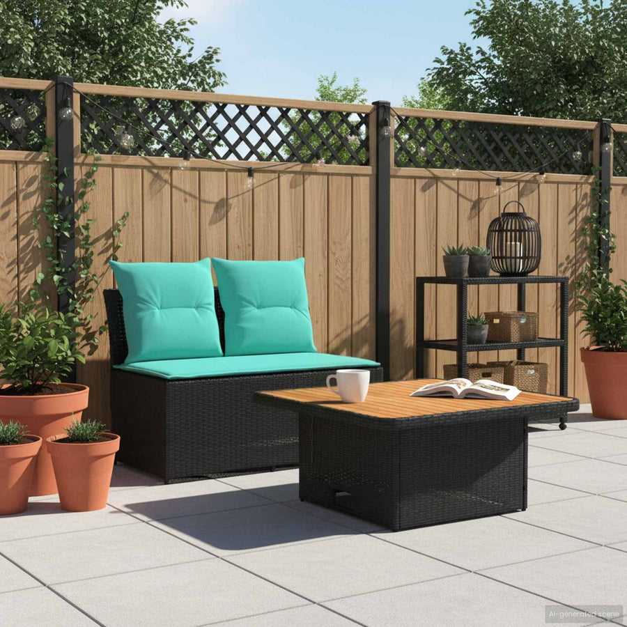 2 Stuk Tuin middelste sofa met uitschuiftafel poly rattan