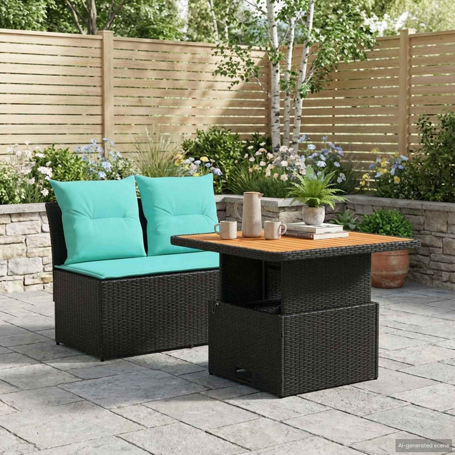 2 Stuk Tuin middelste sofa met uitschuiftafel poly rattan