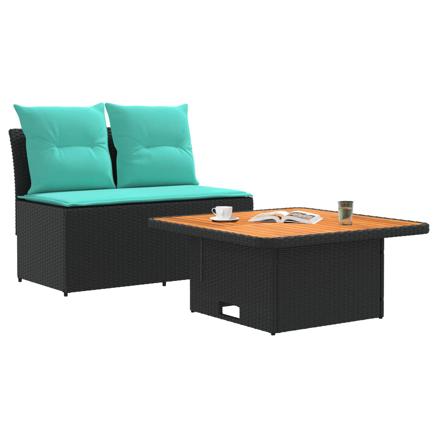 2 Stuk Tuin middelste sofa met uitschuiftafel poly rattan