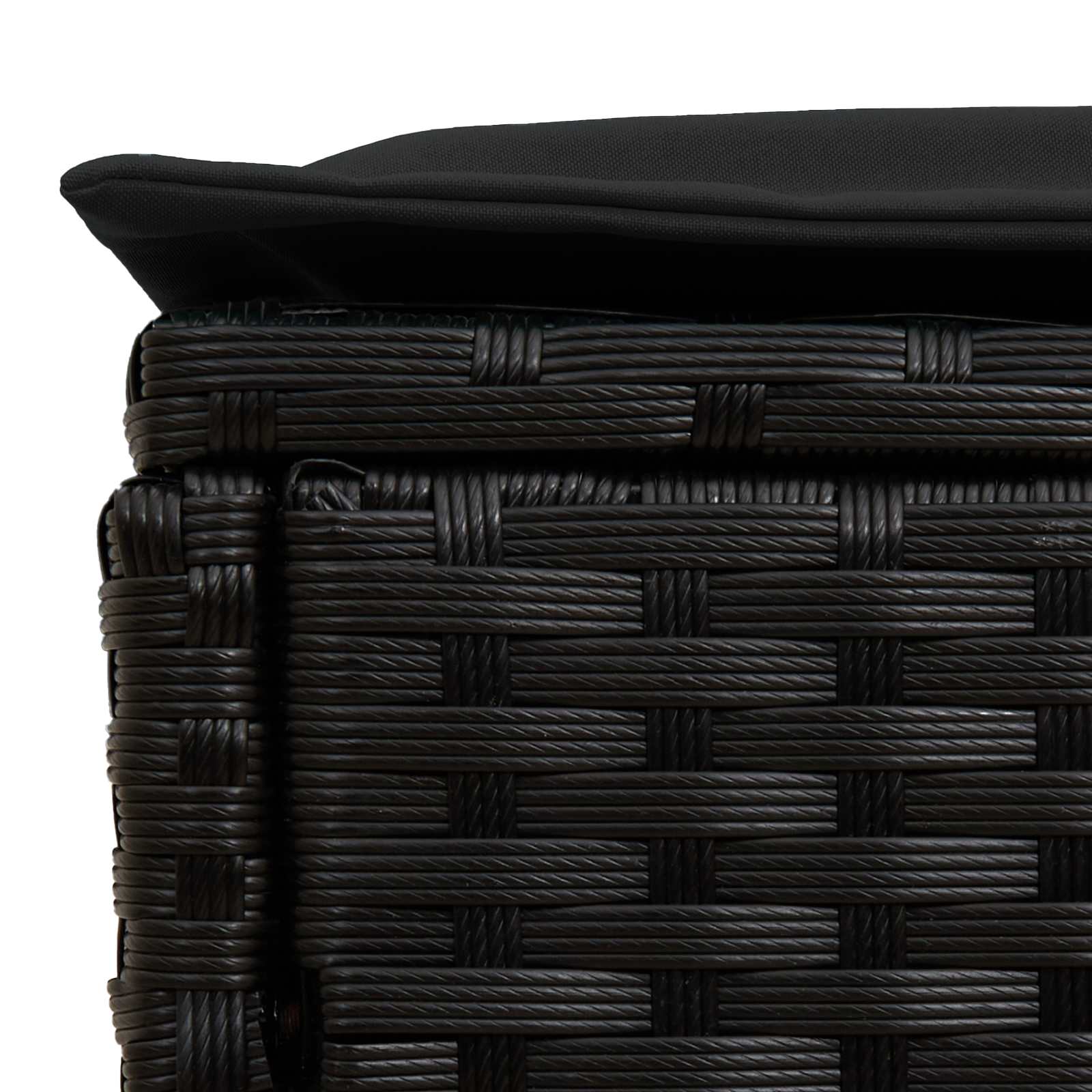 Tuinvoetenbank met kussen Zwart 80 x 38 x 45 cm PE Rattan