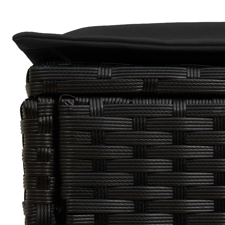 Tuinvoetenbank met kussen Zwart 80 x 38 x 45 cm PE Rattan