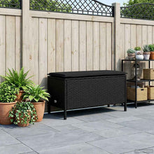 Tuinvoetenbank met kussen Zwart 80 x 38 x 45 cm PE Rattan