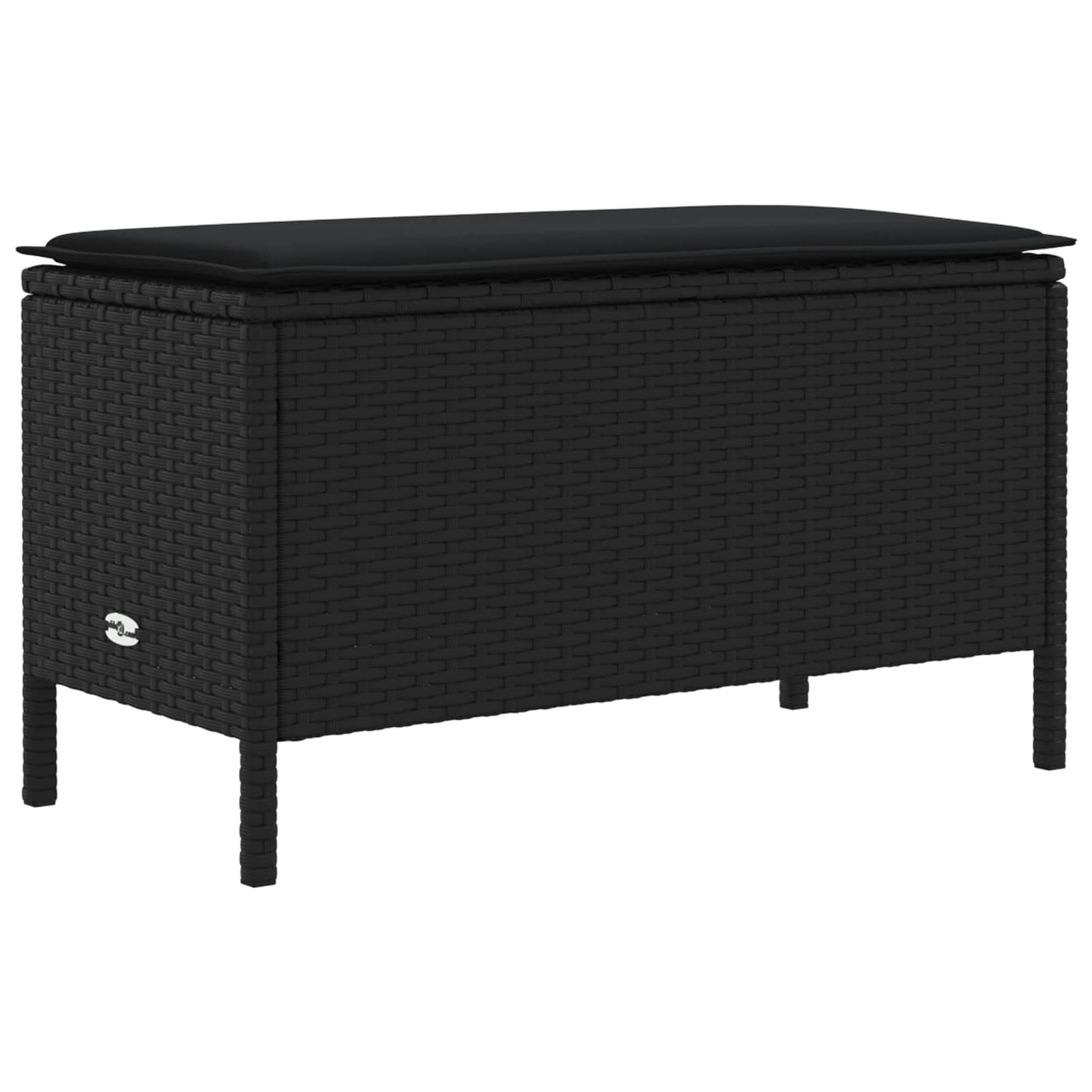 Tuinvoetenbank met kussen Zwart 80 x 38 x 45 cm PE Rattan