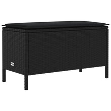Tuinvoetenbank met kussen Zwart 80 x 38 x 45 cm PE Rattan
