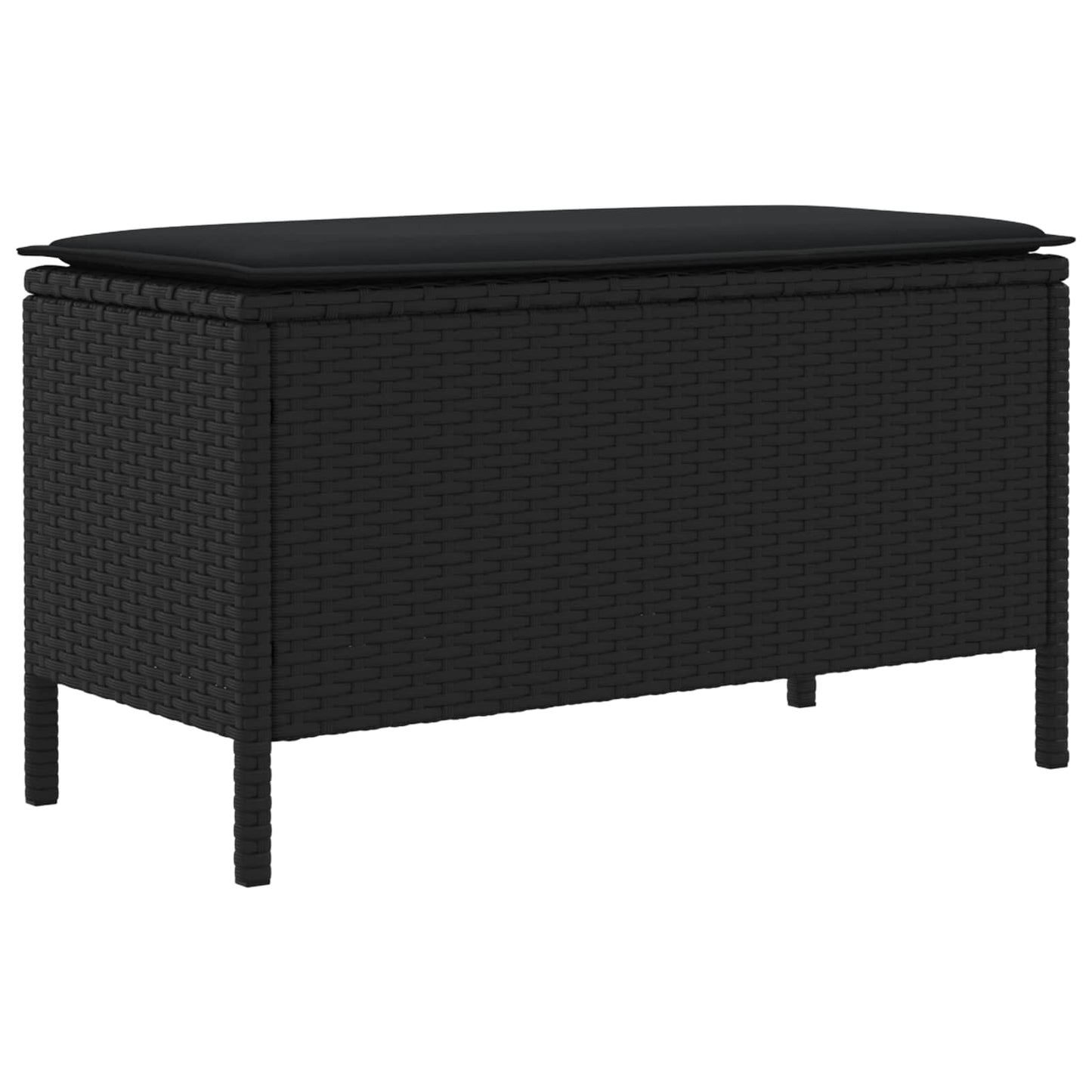 Tuinvoetenbank met kussen Zwart 80 x 38 x 45 cm PE Rattan