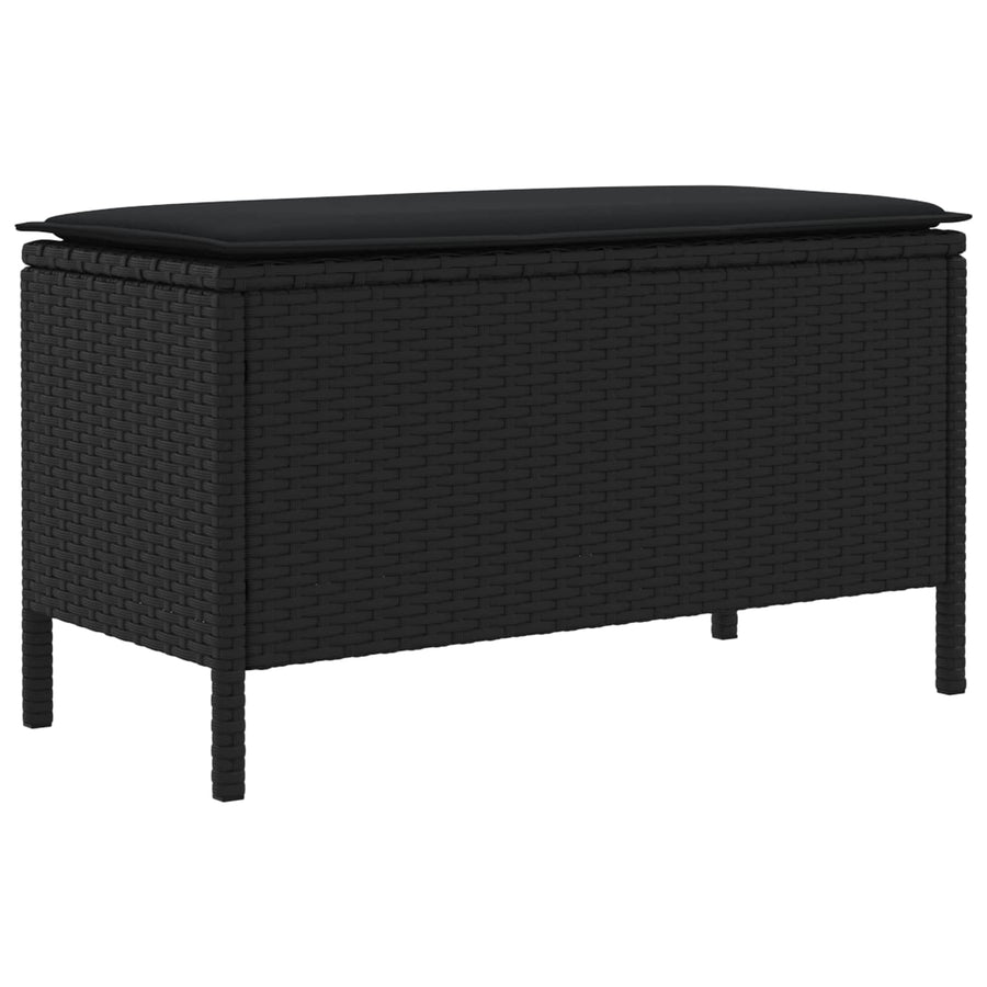 Tuinvoetenbank met kussen Zwart 80 x 38 x 45 cm PE Rattan