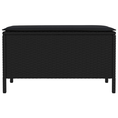 Tuinvoetenbank met kussen Zwart 80 x 38 x 45 cm PE Rattan