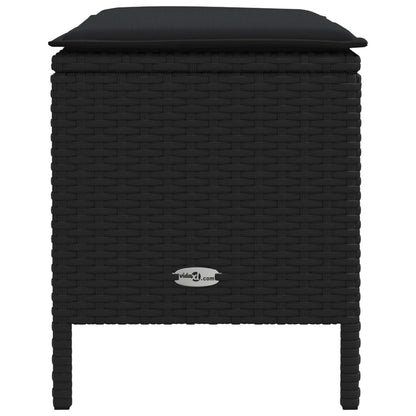 Tuinvoetenbank met kussen Zwart 80 x 38 x 45 cm PE Rattan