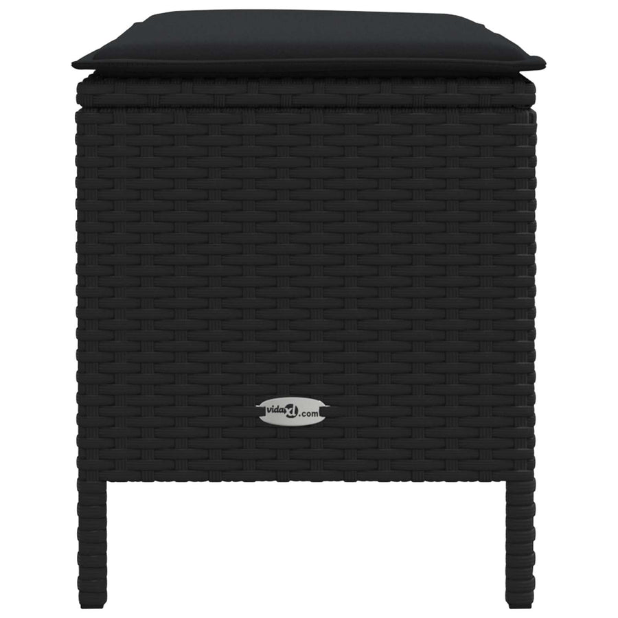 Tuinvoetenbank met kussen Zwart 80 x 38 x 45 cm PE Rattan