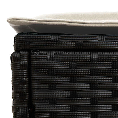 Tuinvoetenbank Zwart en Crème 80 x 38 x 45 cm PE Rattan