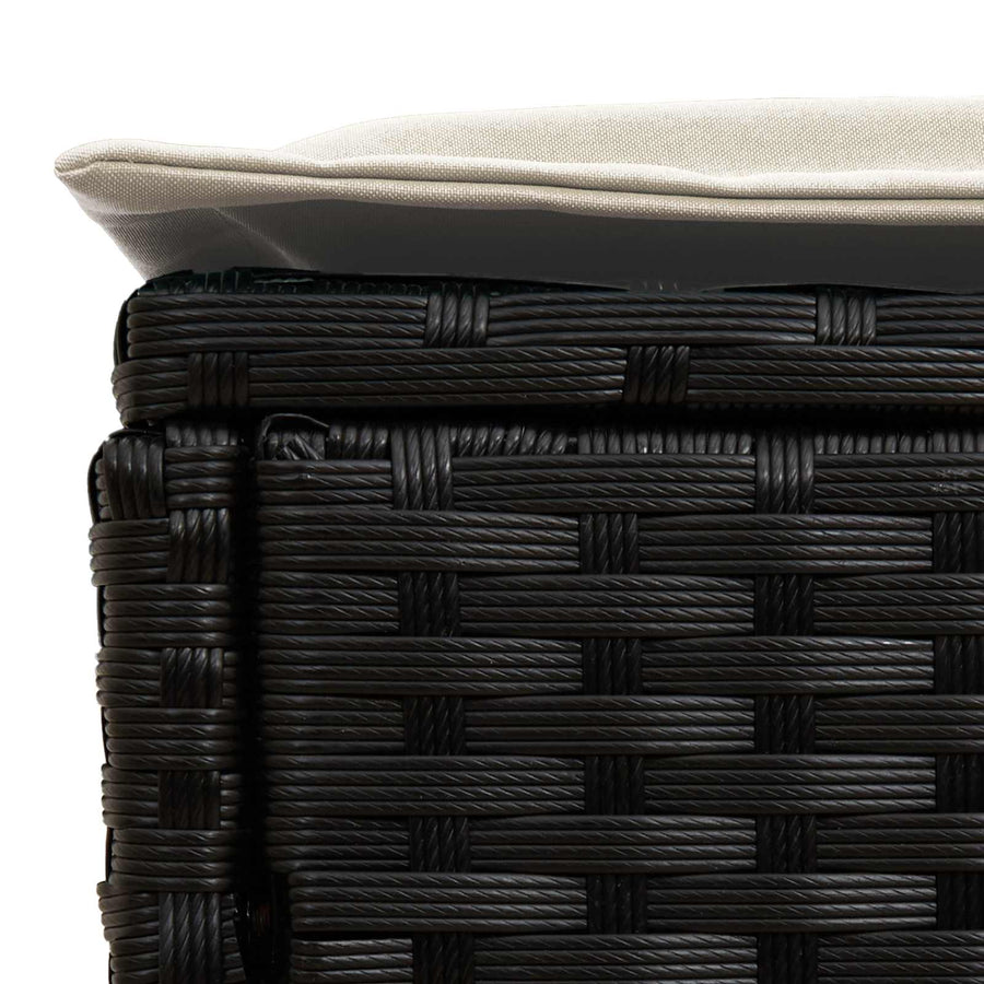 Tuinvoetenbank Zwart en Crème 80 x 38 x 45 cm PE Rattan