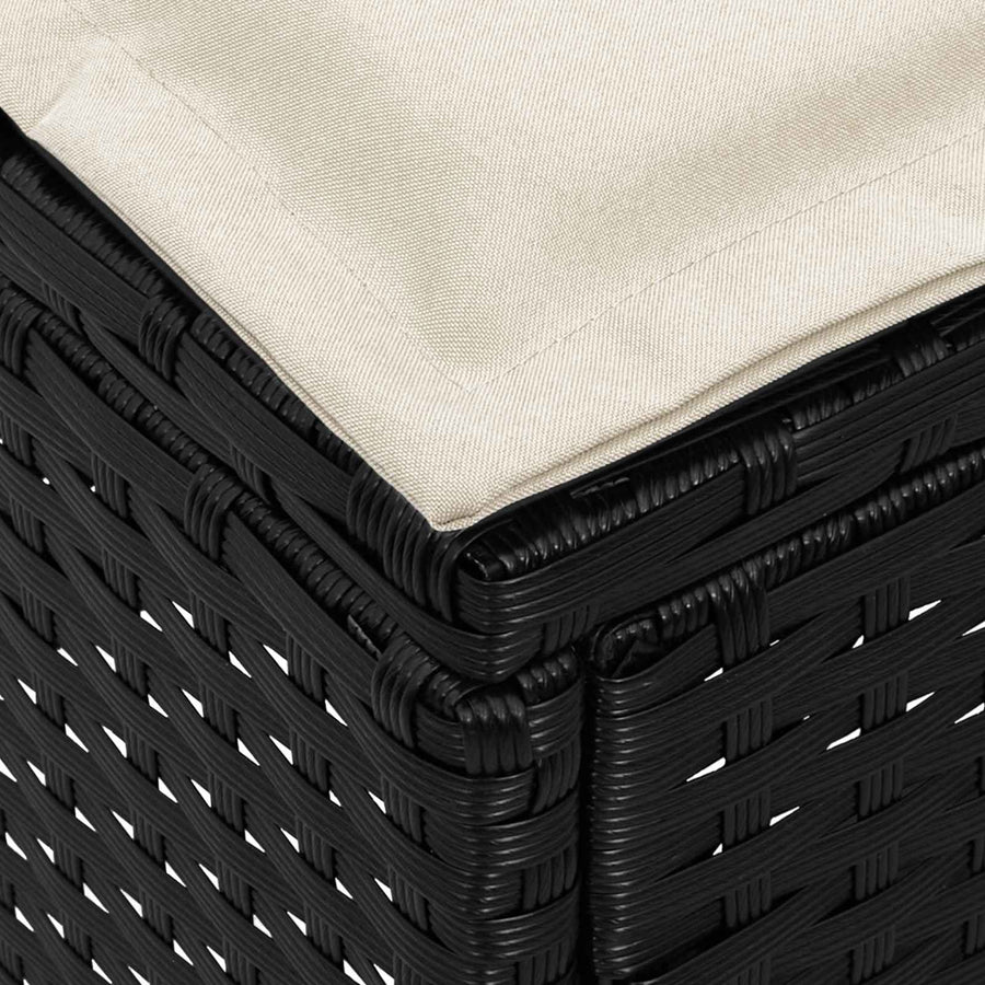 Tuinvoetenbank Zwart en Crème 80 x 38 x 45 cm PE Rattan