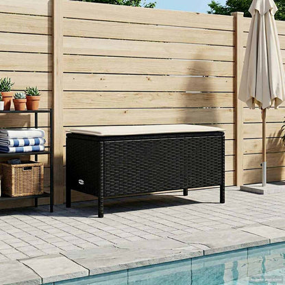 Tuinvoetenbank Zwart en Crème 80 x 38 x 45 cm PE Rattan