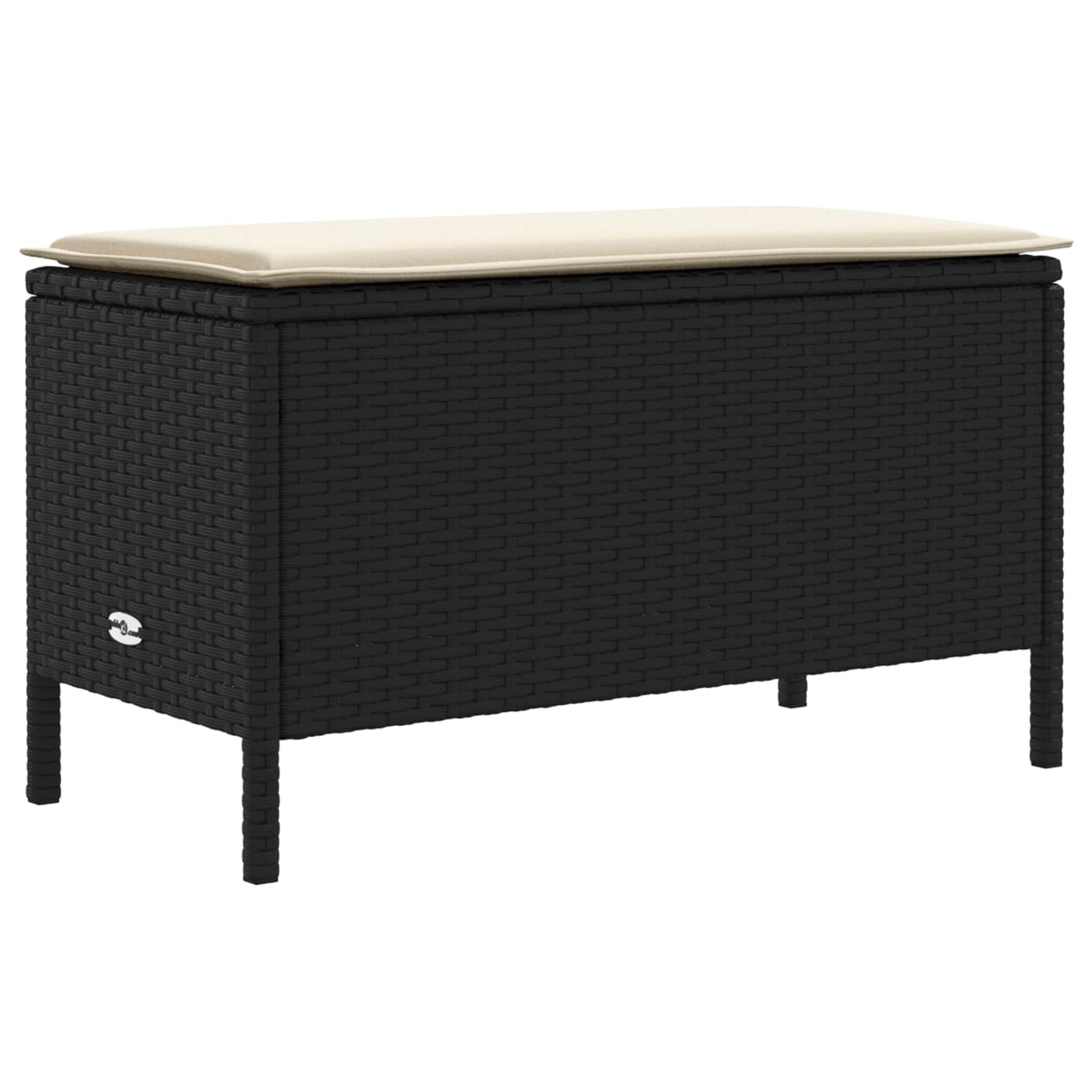 Tuinvoetenbank Zwart en Crème 80 x 38 x 45 cm PE Rattan