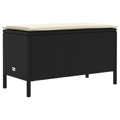 Tuinvoetenbank Zwart en Crème 80 x 38 x 45 cm PE Rattan