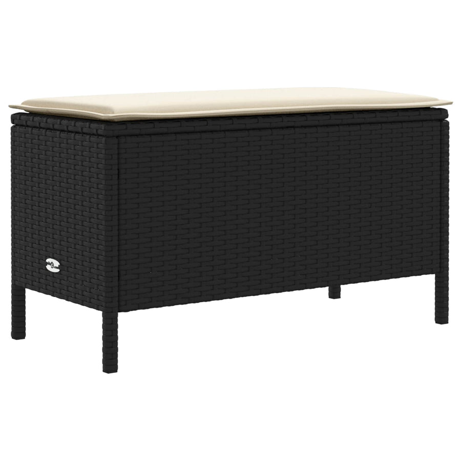 Tuinvoetenbank Zwart en Crème 80 x 38 x 45 cm PE Rattan