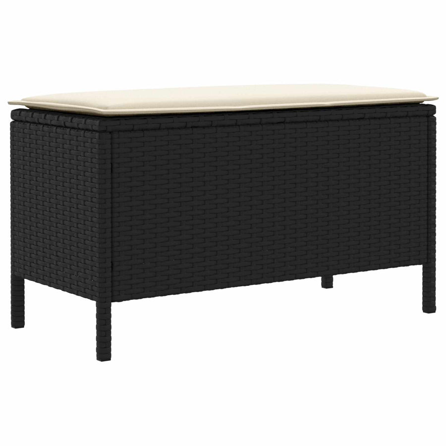 Tuinvoetenbank Zwart en Crème 80 x 38 x 45 cm PE Rattan