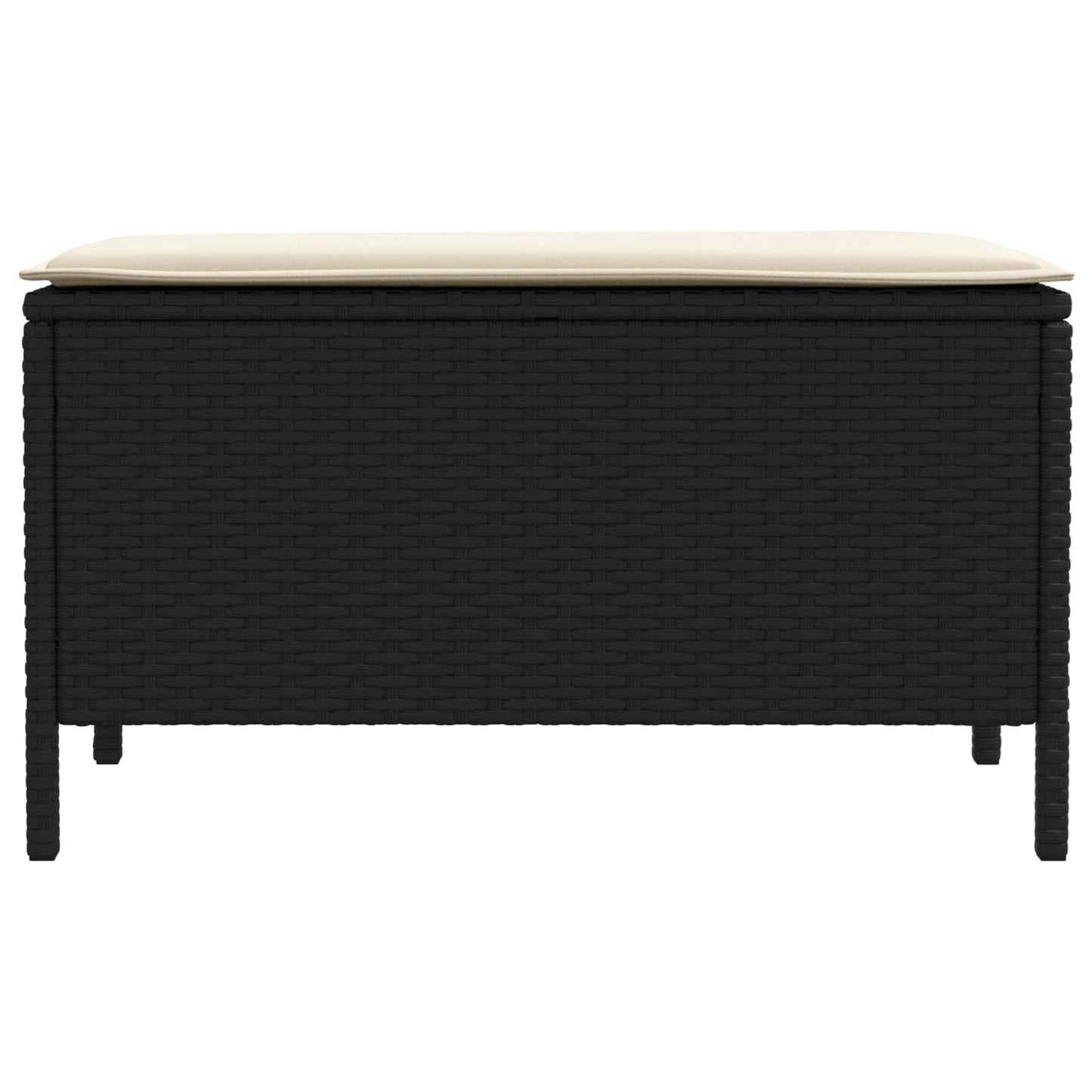 Tuinvoetenbank Zwart en Crème 80 x 38 x 45 cm PE Rattan