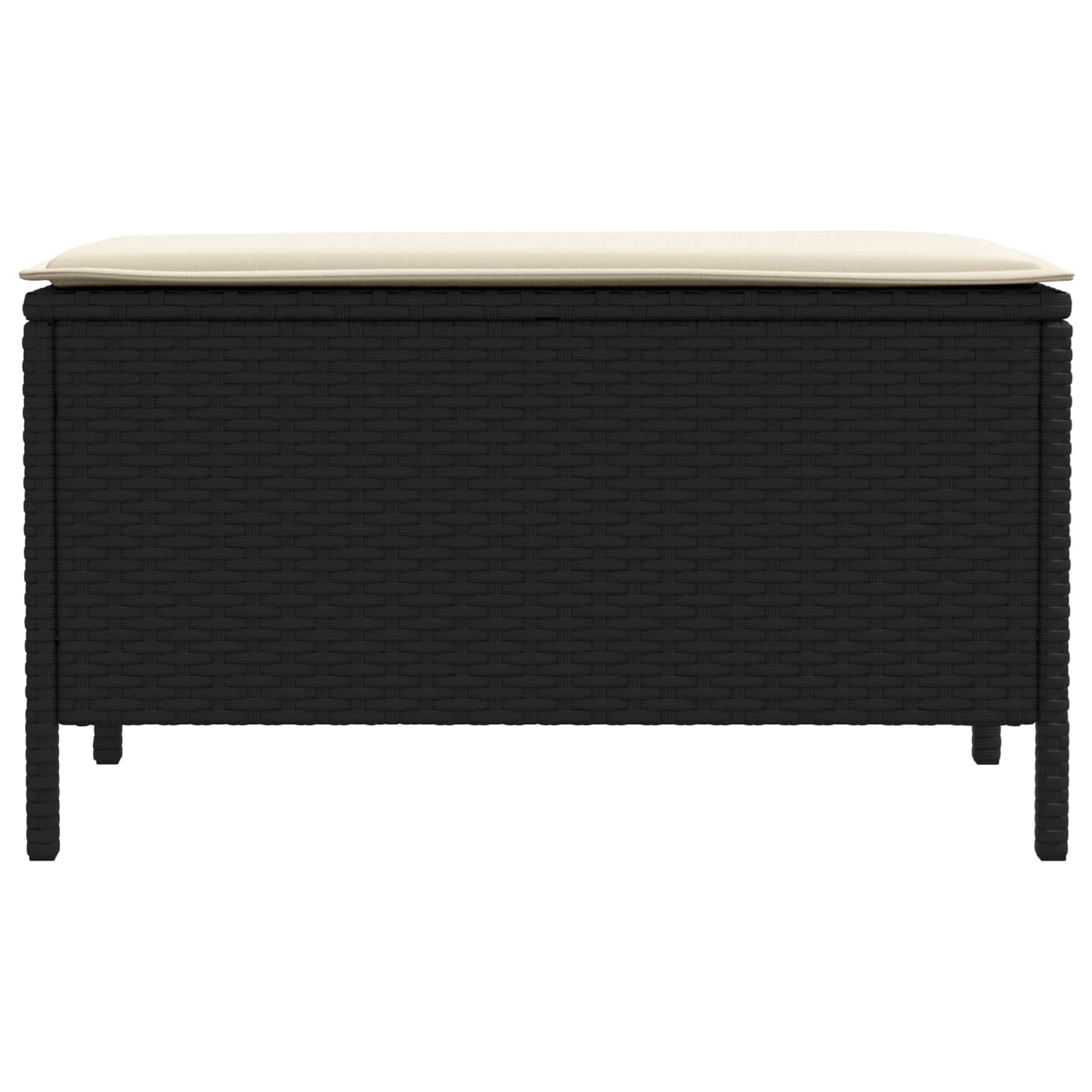 Tuinvoetenbank Zwart en Crème 80 x 38 x 45 cm PE Rattan